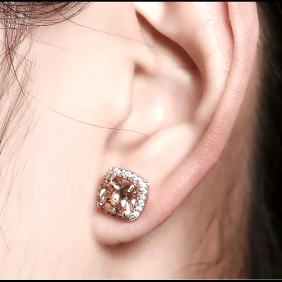 The Champagne Square Earrings 18K Rose Gold - Picture 2 of 9